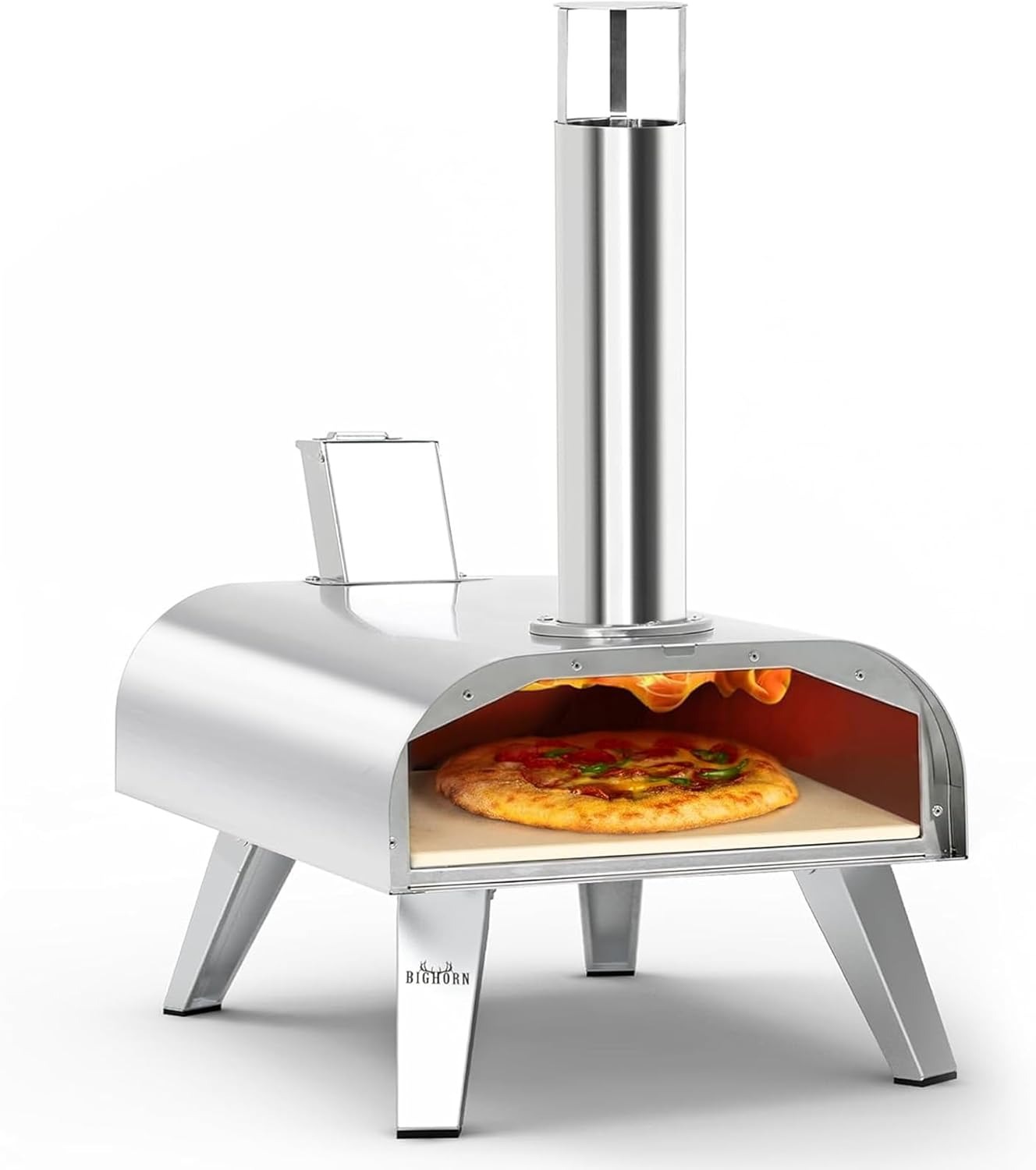 BIG HORN OUTDOORS 12" Multi-Fuel Outdoor Pizza Oven – 3-in-1 Wood-Fired, Gas & Electric Compatible (Burners Sold Separately), Pellet Pizza Oven Portable Pizza Maker for Backyard, Camping & Tailgating