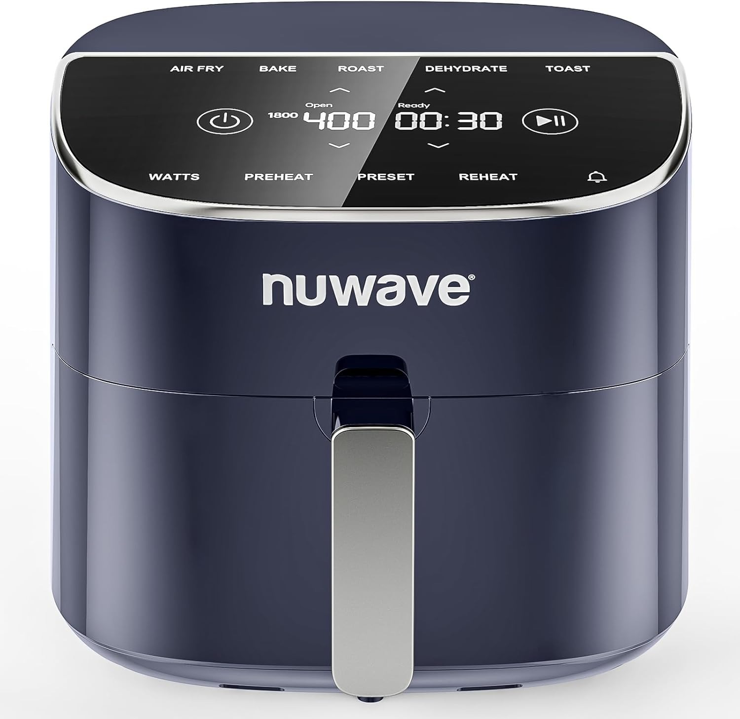 Nuwave Brio Plus 8 Qt Air Fryer, PFAS Free, New & Improved, Digital Touch Screen, Cool White Display, 50°F~400°F in Precise 5°, 5 Cook Functions, 100 Presets & 50 Memory, 3 Wattages 700, 1500, 1800