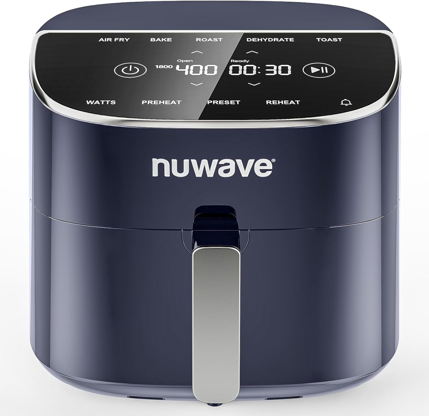 Nuwave Brio Plus 8 Qt Air Fryer, PFAS Free, New & Improved, Digital Touch Screen, Cool White Display, 50°F~400°F in Precise 5°, 5 Cook Functions, 100 Presets & 50 Memory, 3 Wattages 700, 1500, 1800