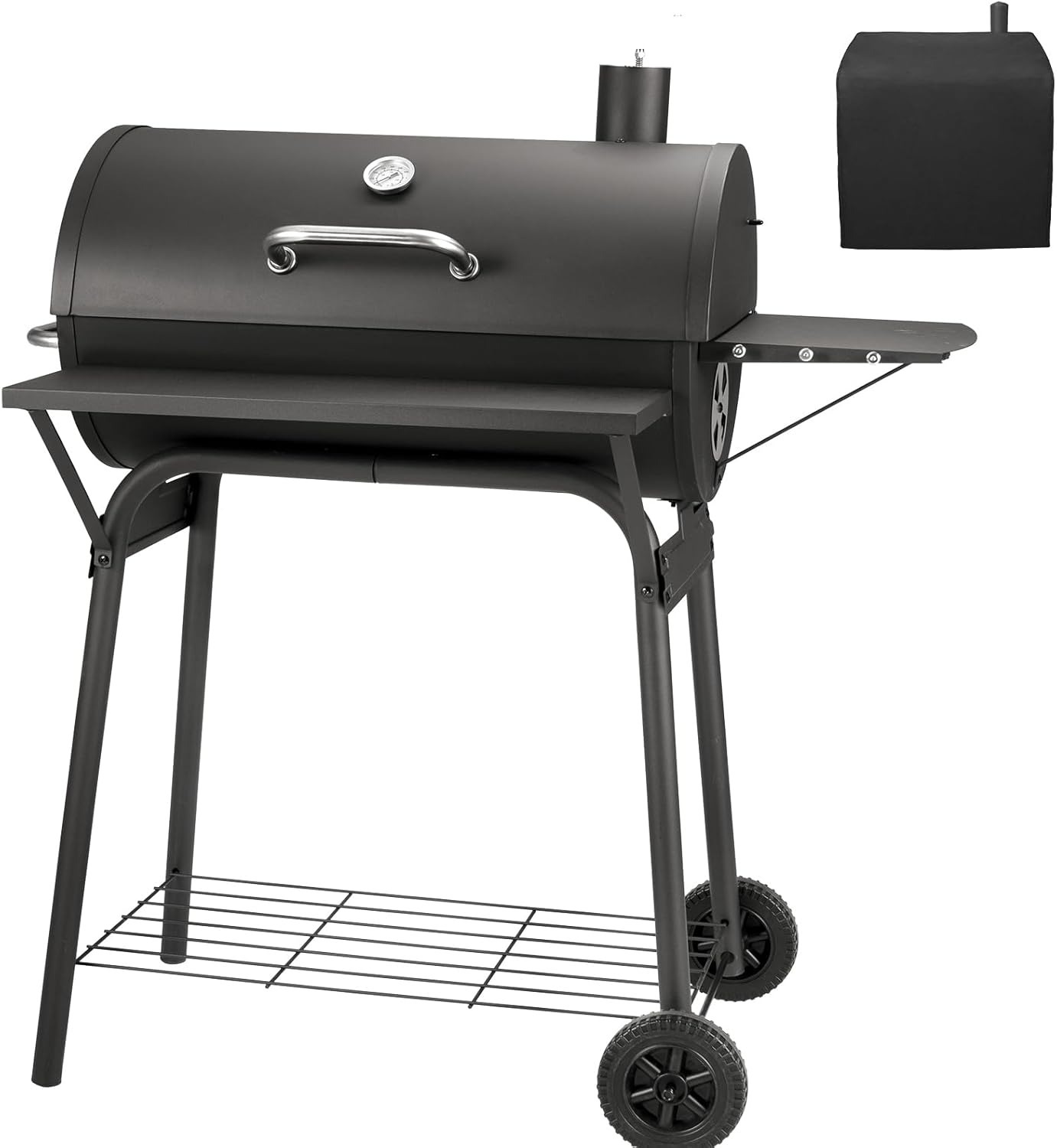 Barrel Charcoal Grill, Large Charcoal Grills with Side Shelf, Outdoor BBQ Grill,Perfect for Backyard Camping, Patio Parties, and Picnics