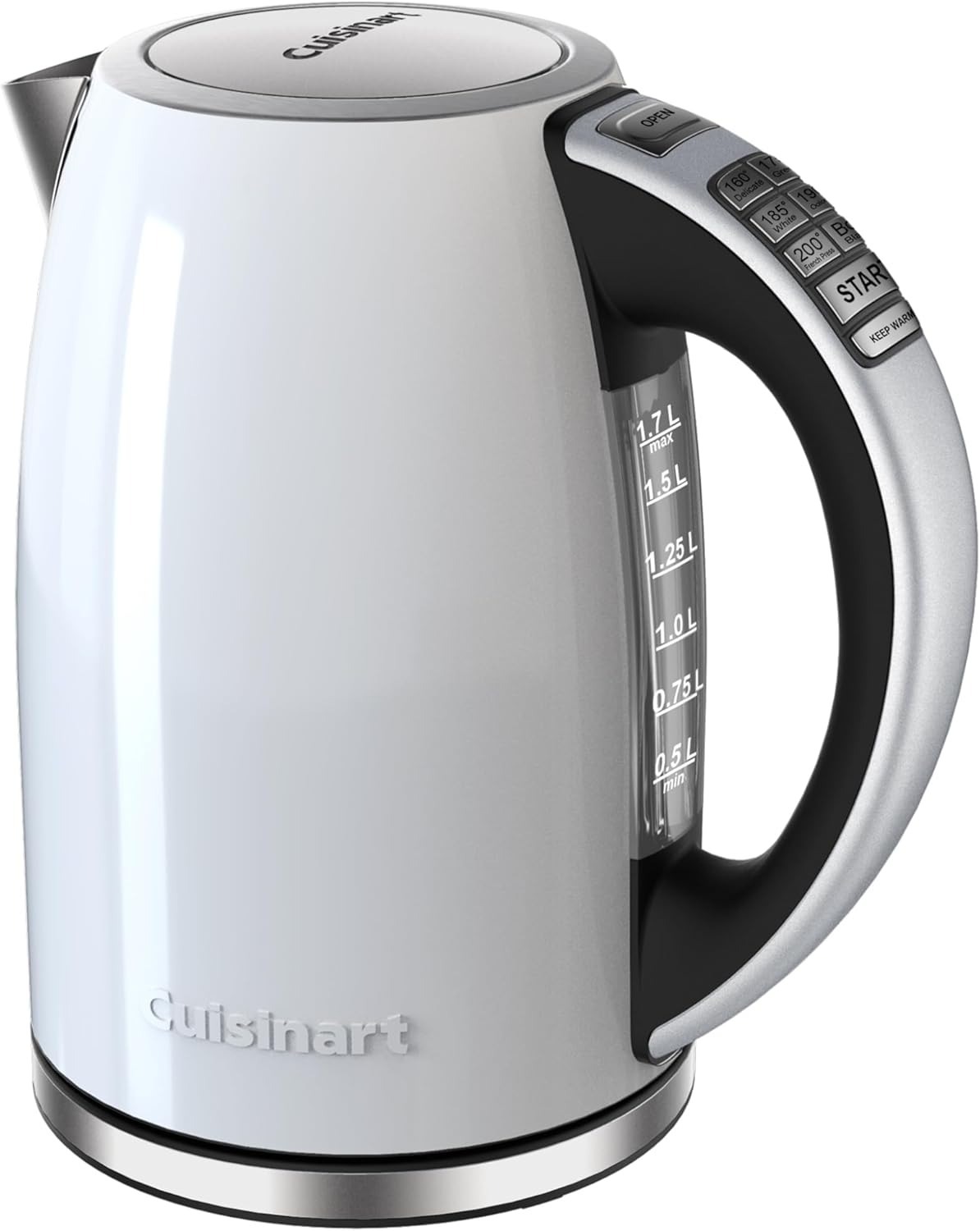 Cuisinart PerfecTemp 1.7-Liter Electric Kettle, Cordless Electric Tea Kettle, 1500W for Fast Heat-Up, 6 Preset Temperatures, 30-Minute Keep Warm, Stay Cool Nonslip Handle, CPK-17P1