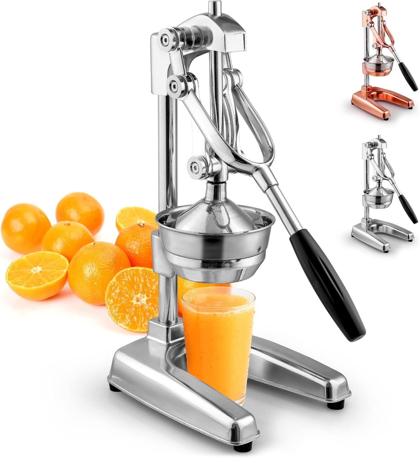 Zulay Kitchen Cast Iron Juicer - Easy-to-Clean Heavy-Duty Manual Juicer, Professional Citrus Juicer - Stainless Steel Lemon Squeezer - Manual Citrus Press & Orange Squeezer - Orange Juicer (Black)