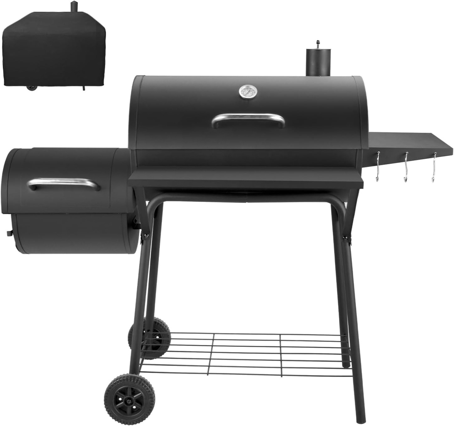 Barrel Charcoal Grill, Large Charcoal Grills with Side Shelf, Outdoor BBQ Grill,Perfect for Backyard Camping, Patio Parties, and Picnics