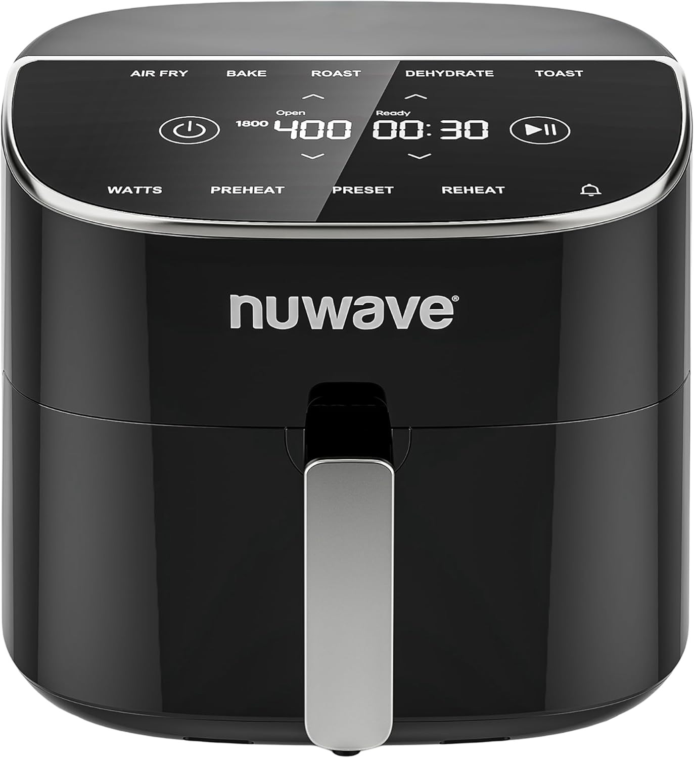 Nuwave Brio Plus 8 Qt Air Fryer, PFAS Free, New & Improved, Digital Touch Screen, Cool White Display, 50°F~400°F in Precise 5°, 5 Cook Functions, 100 Presets & 50 Memory, 3 Wattages 700, 1500, 1800