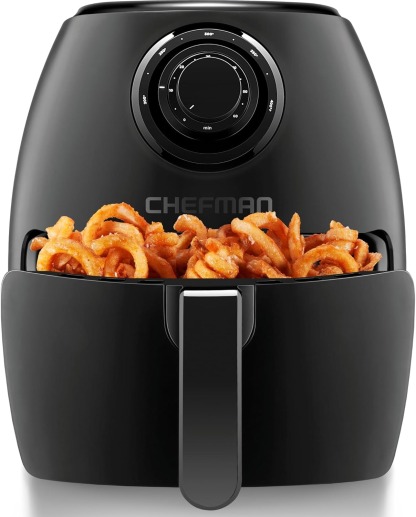 CHEFMAN Multifunctional Digital Air Fryer+ Rotisserie, Dehydrator, Convection Oven, 17 Touch Screen Presets Fry, Roast, Dehydrate, Bake, XL 10L Family Size, Auto Shutoff, Large Easy-View Window, Black