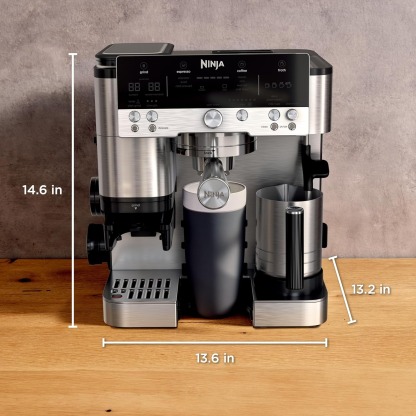 Ninja Luxe Café 3-in-1 Espresso, Drip Coffee and Cold Brew Machine | Integrated Coffee Grinder, Milk Frother, Assisted Tamper & Built-In Espresso Accessory Storage | Stainless Steel | ES601
