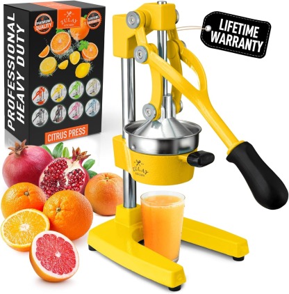 Zulay Kitchen Cast Iron Juicer - Easy-to-Clean Heavy-Duty Manual Juicer, Professional Citrus Juicer - Stainless Steel Lemon Squeezer - Manual Citrus Press & Orange Squeezer - Orange Juicer (Black)