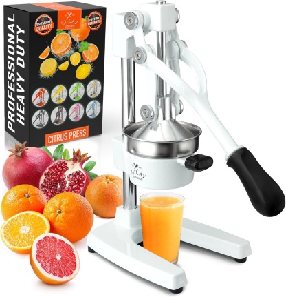 Zulay Kitchen Cast Iron Juicer - Easy-to-Clean Heavy-Duty Manual Juicer, Professional Citrus Juicer - Stainless Steel Lemon Squeezer - Manual Citrus Press & Orange Squeezer - Orange Juicer (Black)