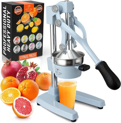 Zulay Kitchen Cast Iron Juicer - Easy-to-Clean Heavy-Duty Manual Juicer, Professional Citrus Juicer - Stainless Steel Lemon Squeezer - Manual Citrus Press & Orange Squeezer - Orange Juicer (Black)