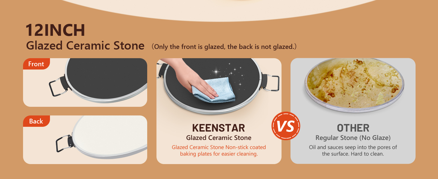 12inch pizza baking plate is equipped with glazed ceramic stone