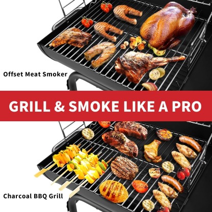 Barrel Charcoal Grill, Large Charcoal Grills with Side Shelf, Outdoor BBQ Grill,Perfect for Backyard Camping, Patio Parties, and Picnics