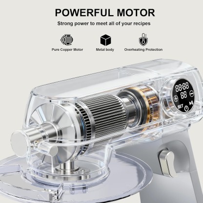 8.45 QT All Metal Stand Mixer,10 Speed Large Capacity Kitchen Mixer with Digital Timer & Tilt-Head, Electric Mixer with Whisk Dough Hook Mixing Beater for Baking,Cakes,Cookie,Bread,Salad(Silver)