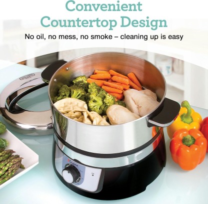 24L/25QT Electric Steamer, 3 Tier Food Steamer, Commercial Stainless Steel Steamer with Detachable Water Tank, Large Capacity Breakfast Machine with Timer, for Home, Restaurant, Party