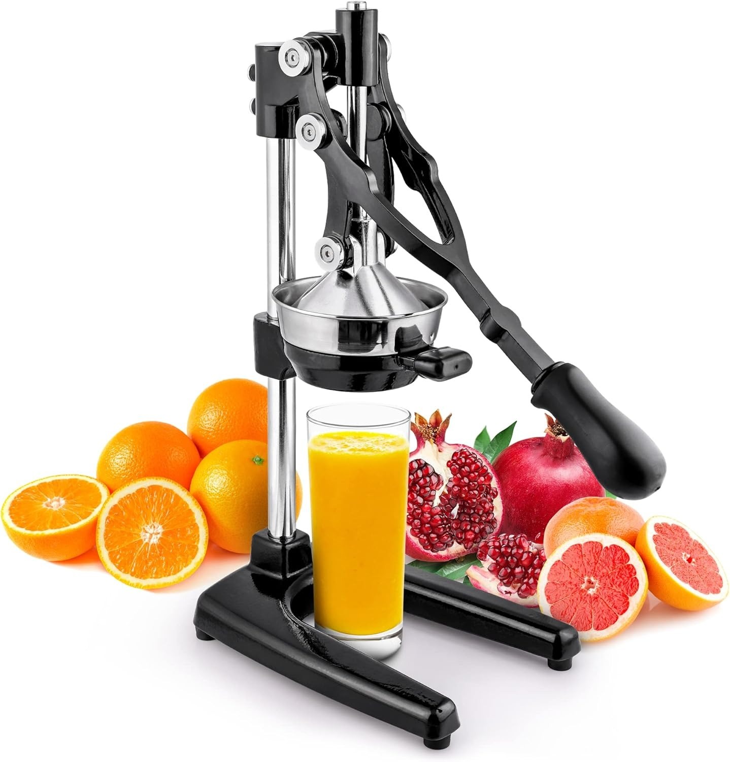 Zulay Kitchen Cast Iron Juicer - Easy-to-Clean Heavy-Duty Manual Juicer, Professional Citrus Juicer - Stainless Steel Lemon Squeezer - Manual Citrus Press & Orange Squeezer - Orange Juicer (Black)