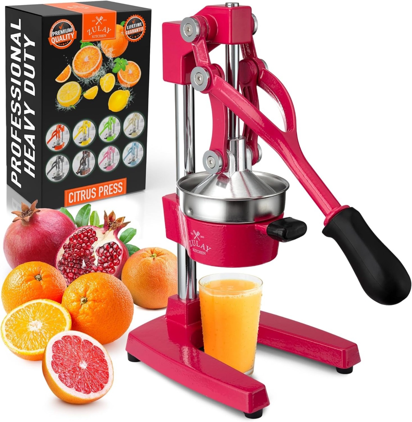 Zulay Kitchen Cast Iron Juicer - Easy-to-Clean Heavy-Duty Manual Juicer, Professional Citrus Juicer - Stainless Steel Lemon Squeezer - Manual Citrus Press & Orange Squeezer - Orange Juicer (Black)
