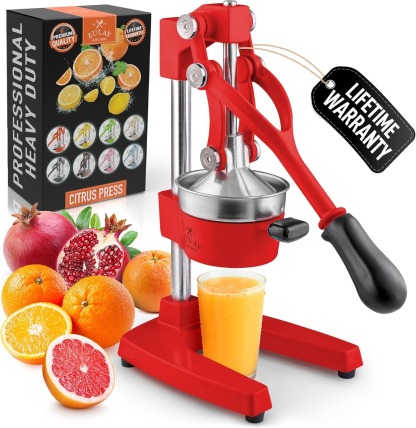 Zulay Kitchen Cast Iron Juicer - Easy-to-Clean Heavy-Duty Manual Juicer, Professional Citrus Juicer - Stainless Steel Lemon Squeezer - Manual Citrus Press & Orange Squeezer - Orange Juicer (Black)