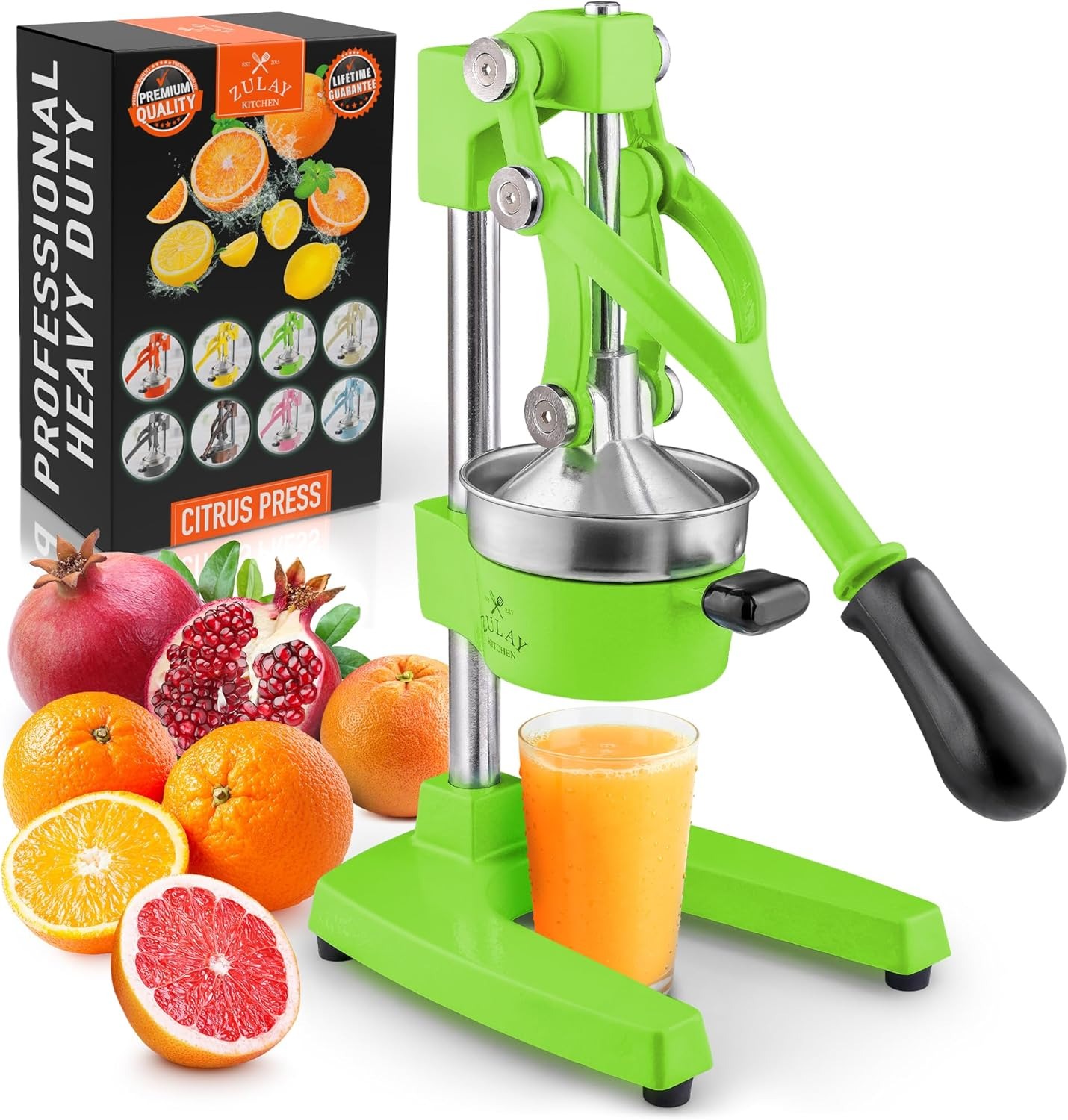 Zulay Kitchen Cast Iron Juicer - Easy-to-Clean Heavy-Duty Manual Juicer, Professional Citrus Juicer - Stainless Steel Lemon Squeezer - Manual Citrus Press & Orange Squeezer - Orange Juicer (Black)