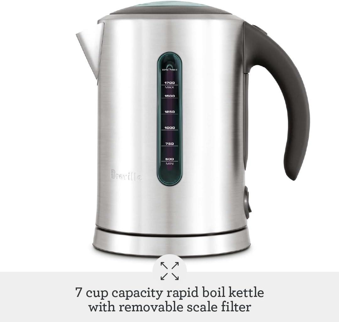 Breville BKE700BSS Soft Top Pure Hot Water Kettle, 7 Cup, Brushed Stainless Steel