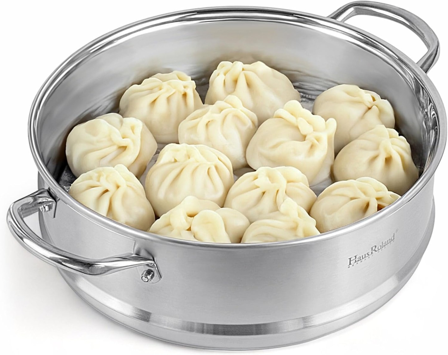 3-Tier Stainless Steel Steamer Pot with Lid Dumpling Steamer Pot for Cooking (3-tiered), Multi-Layer Cookware Pot, Food Vegetable Cooking Pan with Stackable Pan Insert for Vegetable, Dumpling, Meat, Dishwasher safe, Induction Safe (Silver, 9.08-qt. (8.6 L