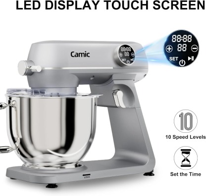 8.45 QT All Metal Stand Mixer,10 Speed Large Capacity Kitchen Mixer with Digital Timer & Tilt-Head, Electric Mixer with Whisk Dough Hook Mixing Beater for Baking,Cakes,Cookie,Bread,Salad(Silver)