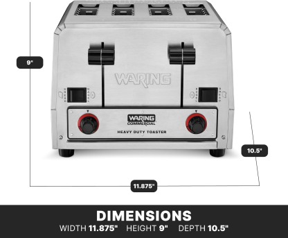 Waring Commercial WCT850RC 4-Slice Heavy Duty Commercial Pop-Up Bread/Bagel Toaster, 120V, 1800W, 5-15 Phase Plug