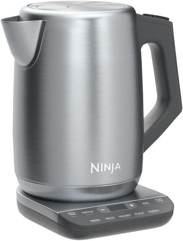 Ninja KT200 Precision Temperature Electric Kettle, 1500 watts, BPA Free, Stainless, 7-Cup Capacity, Hold Temp Setting, Silver