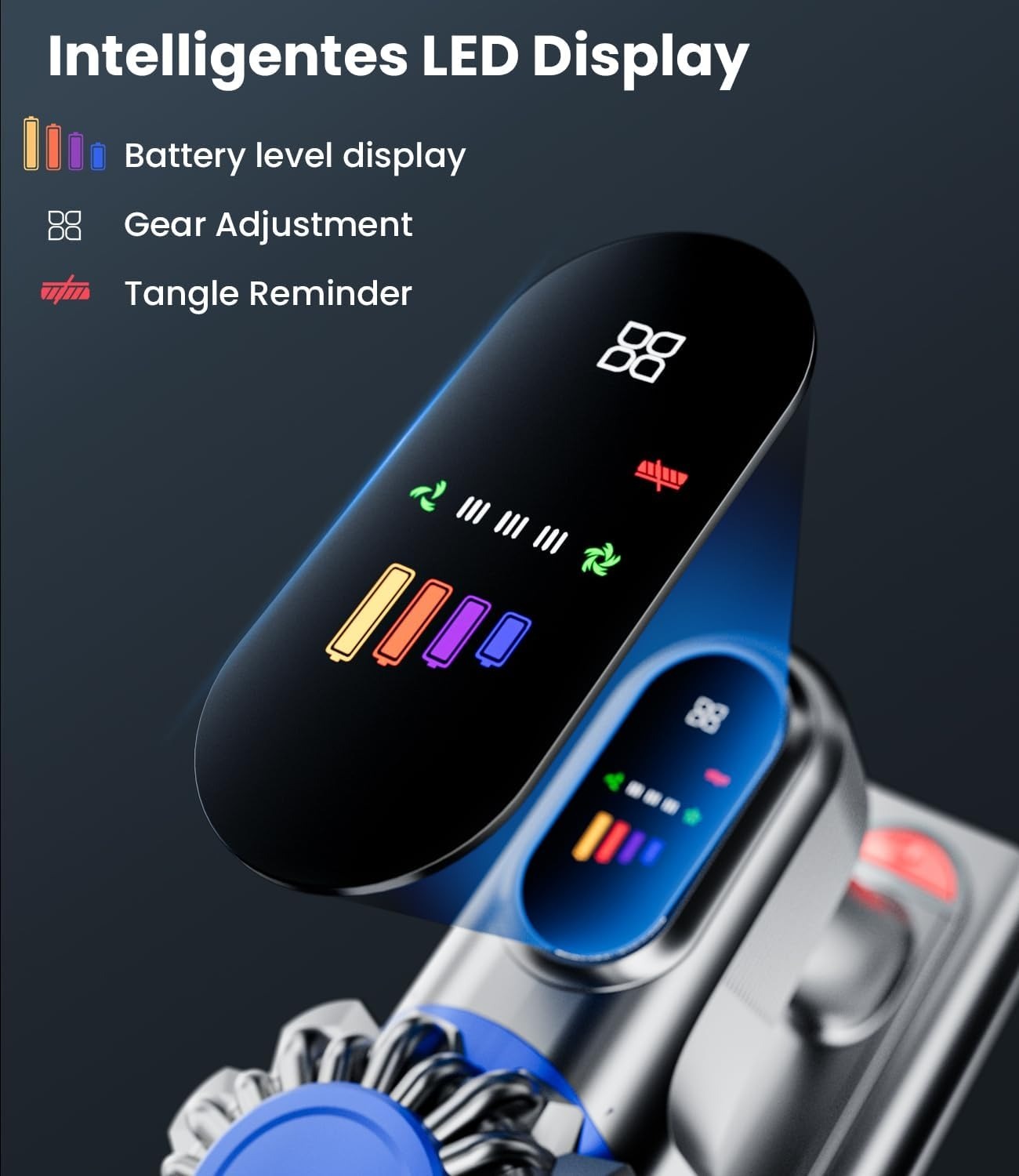 Cordless Vacuum Cleaner, 500W/40Kpa Vacuum Cleaners for Home, 60Mins Stick Vacuum with LED Display, Anti-Tangle & Wall Mount Charging, 8 in 1 Lightweight Vacuum for Hard Floors Carpet Pet Hair