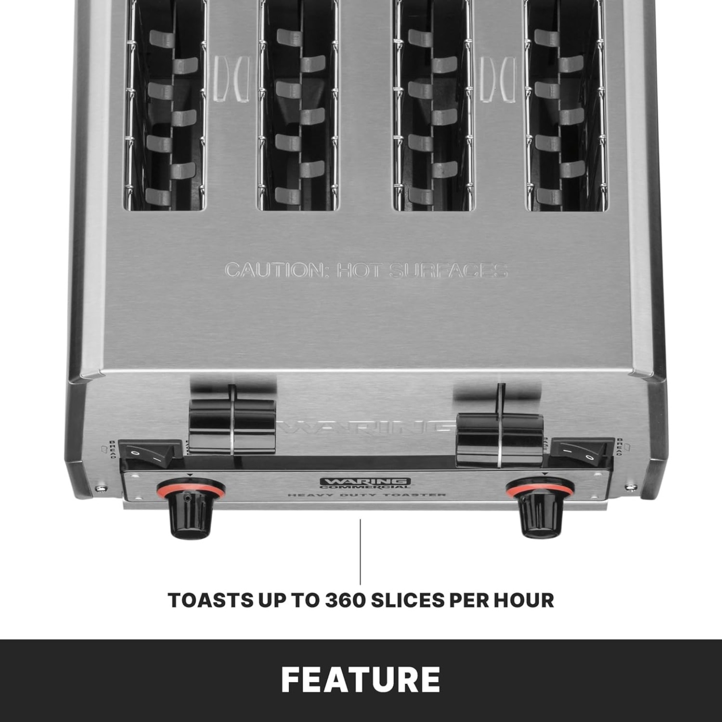 Waring Commercial WCT850RC 4-Slice Heavy Duty Commercial Pop-Up Bread/Bagel Toaster, 120V, 1800W, 5-15 Phase Plug