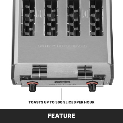 Waring Commercial WCT850RC 4-Slice Heavy Duty Commercial Pop-Up Bread/Bagel Toaster, 120V, 1800W, 5-15 Phase Plug