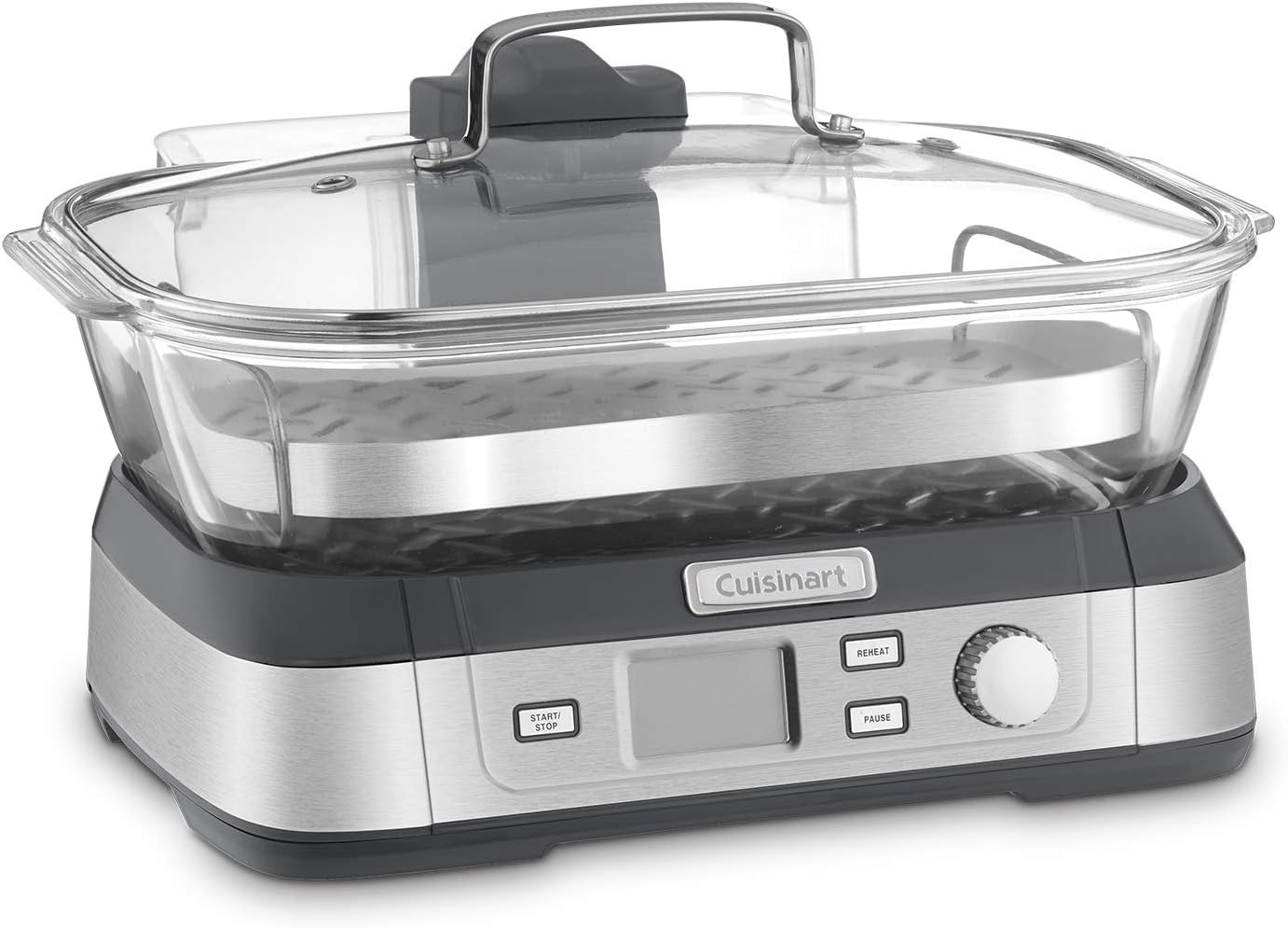 Cuisinart Cookfresh Digital Glass Food Steamer for Cooking, 5-Liter Vegetable Steamer with 5 Pre-Programmed Settings, Keep Warm Function, Audible Alert, Dishwasher-Safe Pot, STM-1000, Stainless Steel