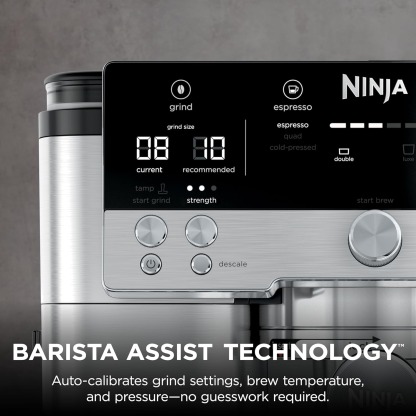 Ninja Luxe Café 3-in-1 Espresso, Drip Coffee and Cold Brew Machine | Integrated Coffee Grinder, Milk Frother, Assisted Tamper & Built-In Espresso Accessory Storage | Stainless Steel | ES601