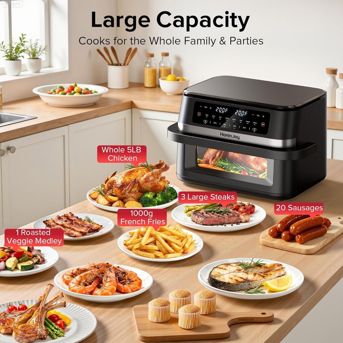 12QT Large Dual Basket Air Fryer with Flex Basket, Viewing Window and 50PCS Paper Liners, 12-in-1 Family Size with Sync & Dual & Light, Double Zone for Bake, Roast, Reheat, Dishwasher Safe