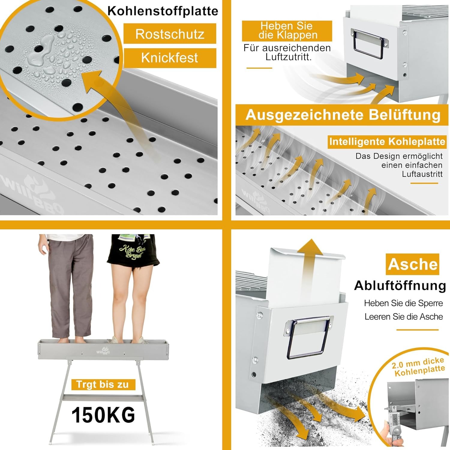 WILLBBQ Charcoal Grills Commercial Quality Portable Hibachi BBQ Lamb Skewer Folded Camping Barbecue Grill for Backyard Outdoor Cooking Use(31.6x7.1x5.1 inch) - The Perfect Gifts for Grill Lovers