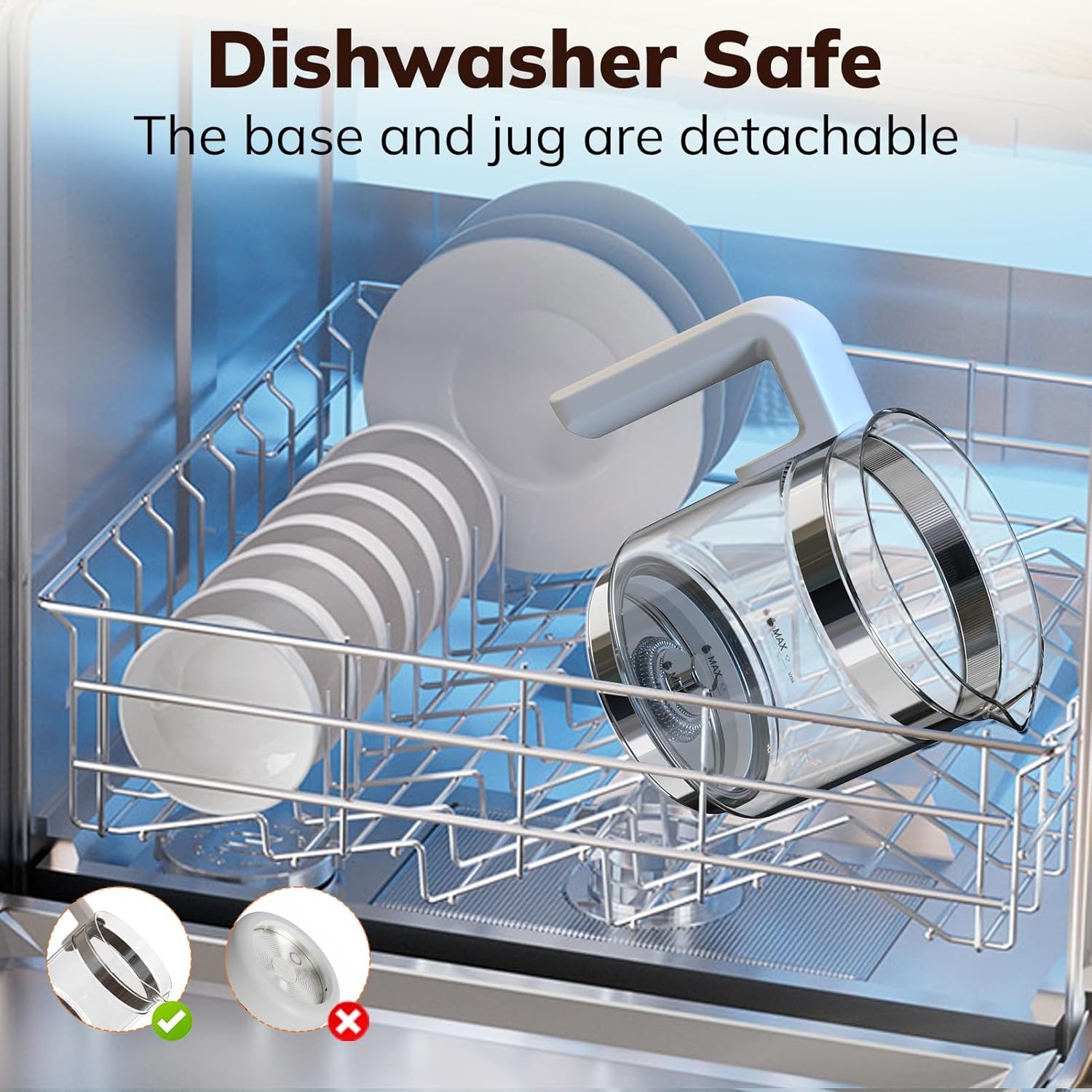 Large Electric Milk Frother and Steamer, 16.9oz/500ml Milk Steamer and Frother for Latte or Hot Chocolate, Dishwasher Safe, BPA Free, 6 Functions, Enjoy Perfect Milk Froth in 2 Min (White-Glass)