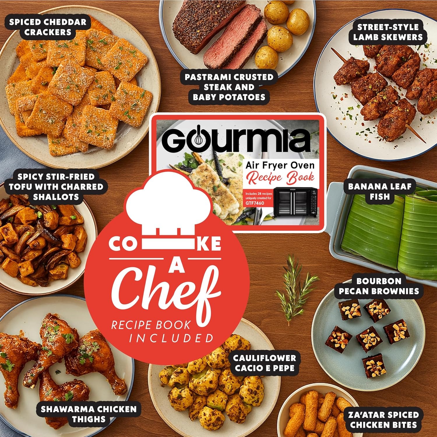 Gourmia French Door Air Fryer – 25 Qt Large Capacity Convection Oven, Fryforce 360°, Digital Display with 17 Cooking Presets, Bake, Toast, Roast, Dehydrate, Fits 12” Pizza