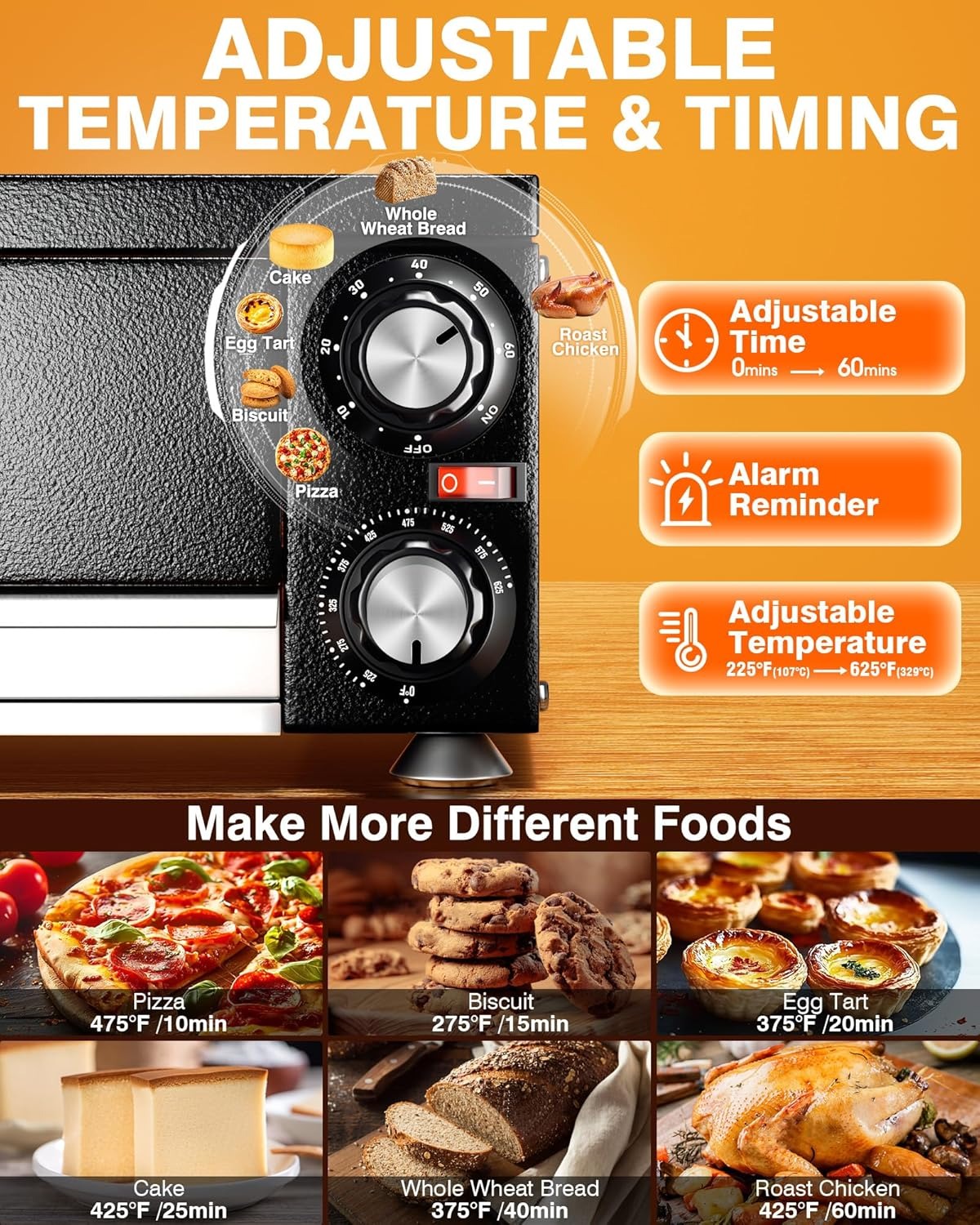 PYY Electric Pizza Oven Indoor Countertop Pizza Oven Commercial Pizza Maker Machine for Home with Timer Stainless Steel Pizza Cooker,Matte Black