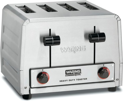 Waring Commercial WCT850RC 4-Slice Heavy Duty Commercial Pop-Up Bread/Bagel Toaster, 120V, 1800W, 5-15 Phase Plug