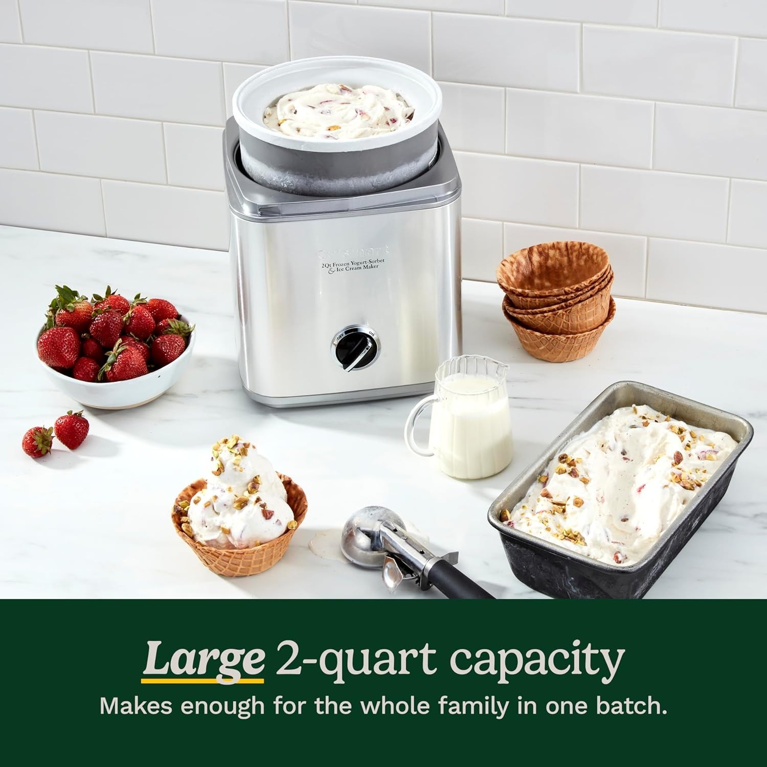 Ice Cream Maker, 2-Quart Ice Cream, Sorbet, and Frozen Yogurt Machine