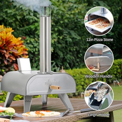 BIG HORN OUTDOORS 12" Multi-Fuel Outdoor Pizza Oven – 3-in-1 Wood-Fired, Gas & Electric Compatible (Burners Sold Separately), Pellet Pizza Oven Portable Pizza Maker for Backyard, Camping & Tailgating