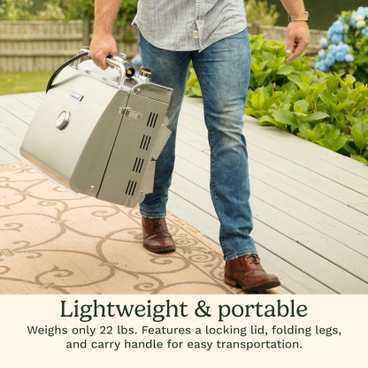 Cuisinart Chef's Style Tabletop Portable Propane Grill, 20,000 BTU Stainless Steel 2-Burner Outdoor Gas Grill for Camping, Tailgates, BBQ, Hassle-Free Setup, Twist-Start Ignition, CGG-306