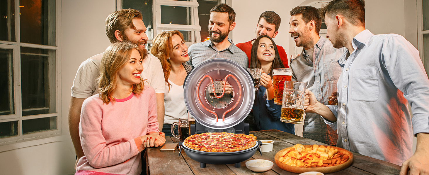 KEENSTAR Electric Pizza Oven Indoor with Glazed Ceramic Stone, 12-Inch