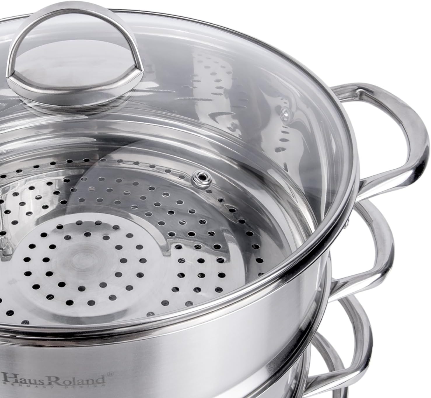 3-Tier Stainless Steel Steamer Pot with Lid Dumpling Steamer Pot for Cooking (3-tiered), Multi-Layer Cookware Pot, Food Vegetable Cooking Pan with Stackable Pan Insert for Vegetable, Dumpling, Meat, Dishwasher safe, Induction Safe (Silver, 9.08-qt. (8.6 L