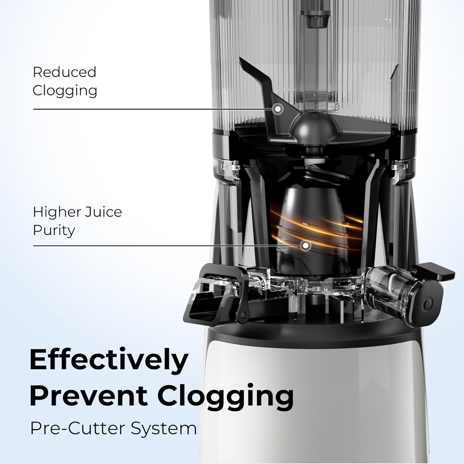 Juicer Machines, 3-in-1 Cold Press Juicer with 6.5" Extra Large Chute, 100oz Large Capacity, AC Motor, Makes Juice, Nut Milk & Sorbet, Bright White