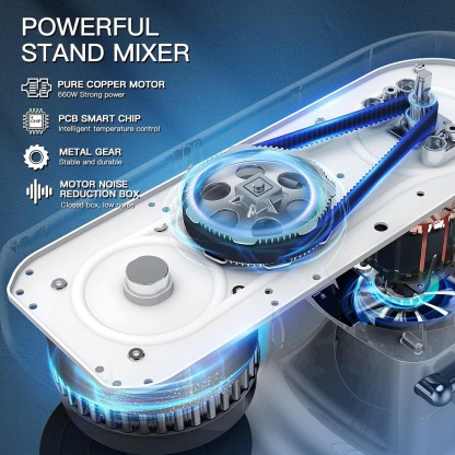 Kitchen Stand Mixer, 6.5Qt Household Stand Mixers, 660W 6+P Speed Tilt-Head Electric Dough Mixer, Food Mixers for Daily Use with Dough Hooks, Whisk, Beater