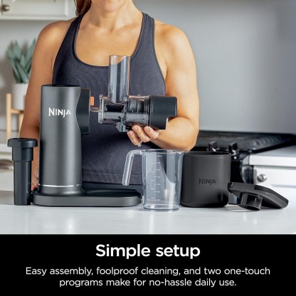 Ninja NeverClog Cold Press Juicer, Powerful Slow Juicer with Total Pulp Control, Countertop, Electric, 2 Pulp Functions, Dishwasher Safe, 2nd Generation, Charcoal, JC151