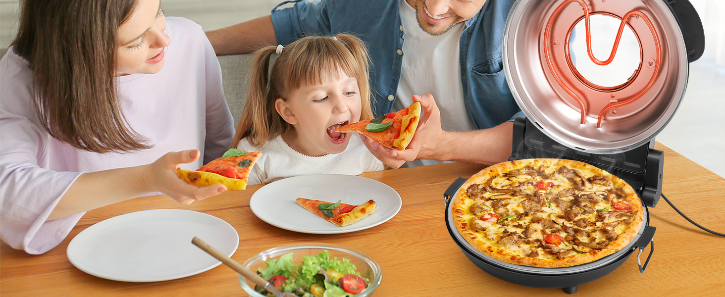 KEENSTAR Electric Pizza Oven Indoor with Glazed Ceramic Stone, 12-Inch