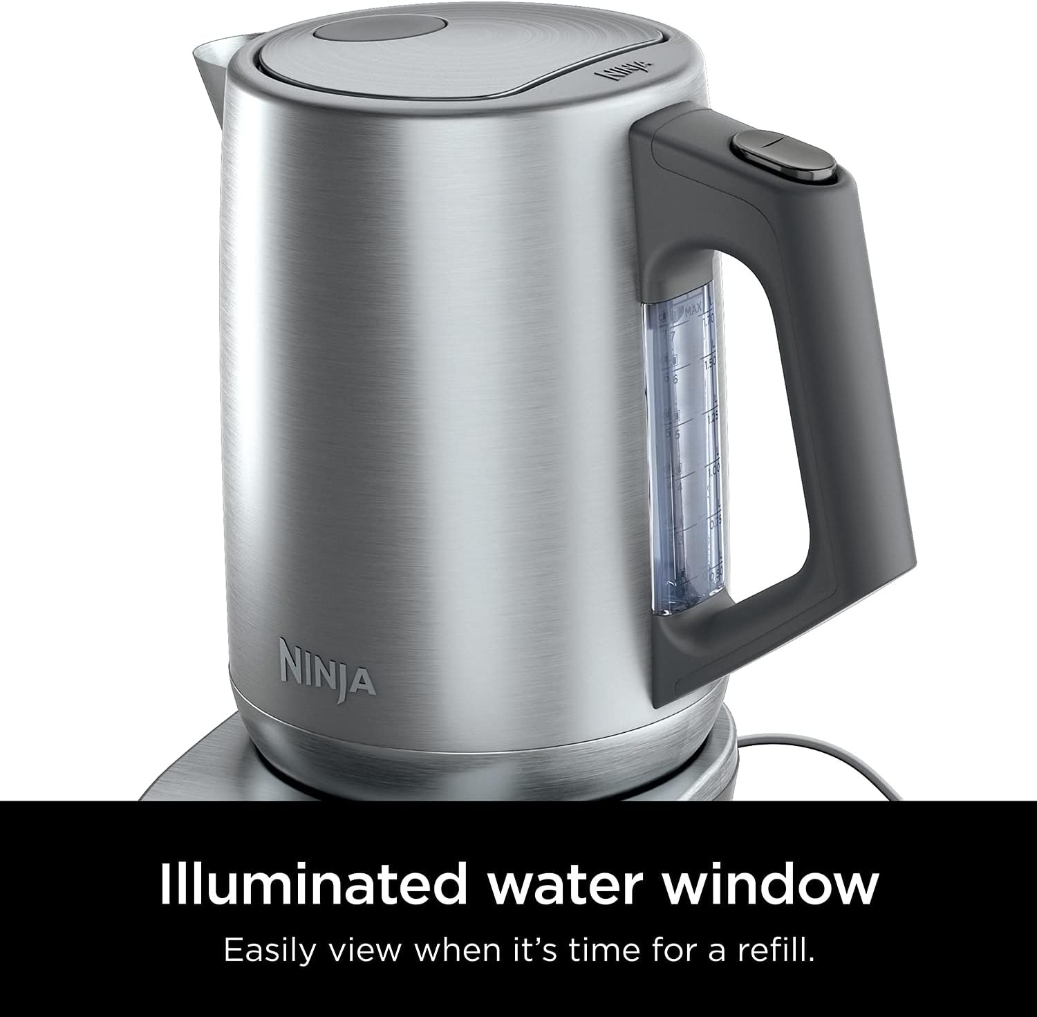 Ninja KT200 Precision Temperature Electric Kettle, 1500 watts, BPA Free, Stainless, 7-Cup Capacity, Hold Temp Setting, Silver