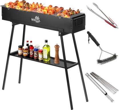 WILLBBQ Charcoal Grills Commercial Quality Portable Hibachi BBQ Lamb Skewer Folded Camping Barbecue Grill for Backyard Outdoor Cooking Use(31.6x7.1x5.1 inch) - The Perfect Gifts for Grill Lovers