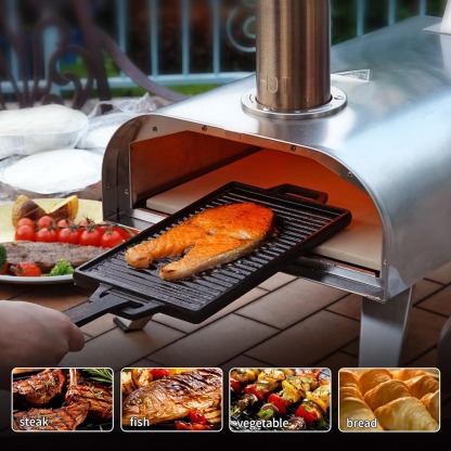 BIG HORN OUTDOORS 12" Multi-Fuel Outdoor Pizza Oven – 3-in-1 Wood-Fired, Gas & Electric Compatible (Burners Sold Separately), Pellet Pizza Oven Portable Pizza Maker for Backyard, Camping & Tailgating