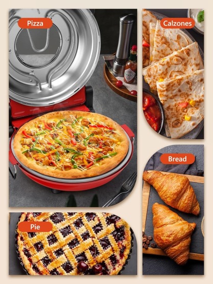 KEENSTAR Electric Pizza Oven Indoor with Glazed Ceramic Stone, 12-Inch Portable Countertop Pizza Maker with Adjustable Timer, 1200W Heat up to 800°F Pizza Maker with Viewing Window for Home DIY Pizza